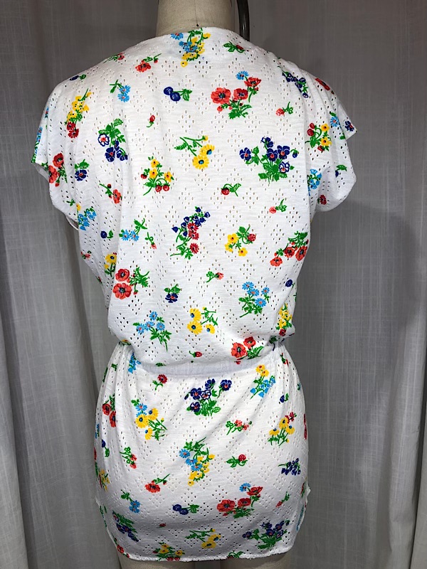 la boudoir miami vintage 70s white floral print wrap blouse with eyelet trim (2)