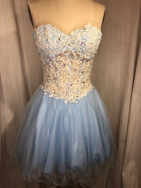 la boudoir miami vintage y2k blue tulle and lace strapless rhinestone cocktail dress (2)