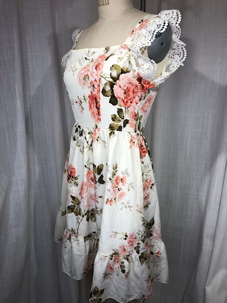 la boudoir miami vintage inspired 70s beige and pink rose print peasant dress (1)