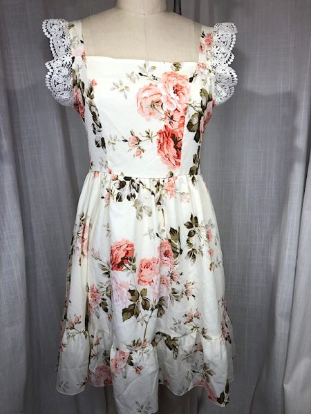 la boudoir miami vintage inspired 70s beige and pink rose print peasant dress (1)