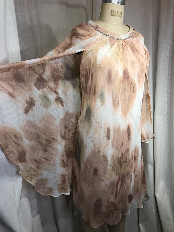 la boudoir miami vintage 70s beige watercolor print cocktail dress (6)
