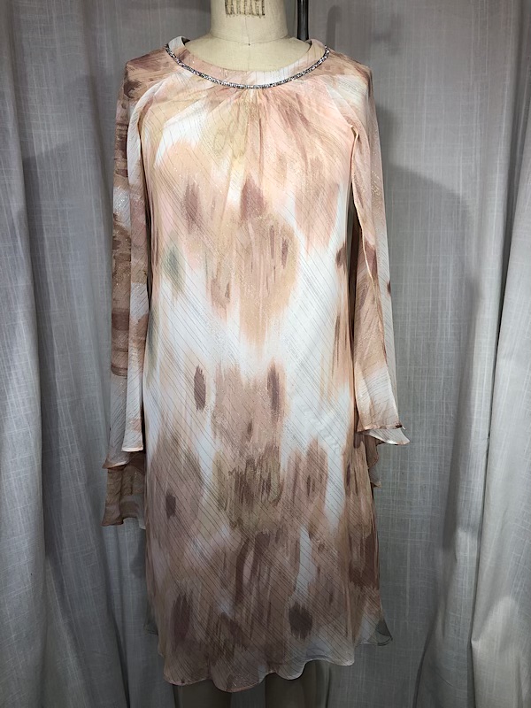la boudoir miami vintage 70s beige watercolor print cocktail dress (6)