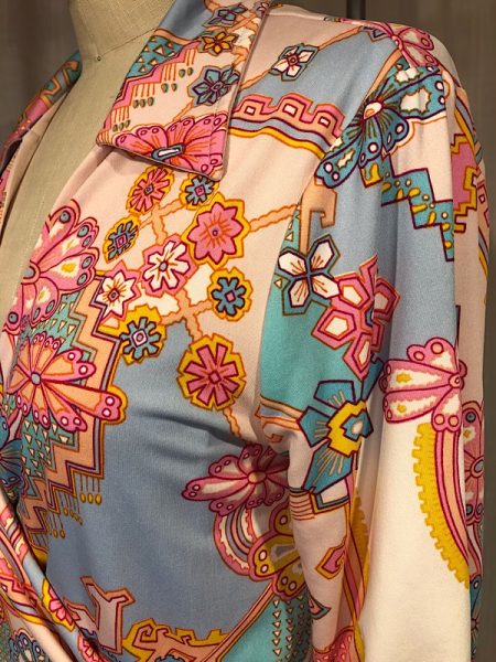 la boudoir miami vintage 70s pastel color geometric print reversible wrap dress (2)