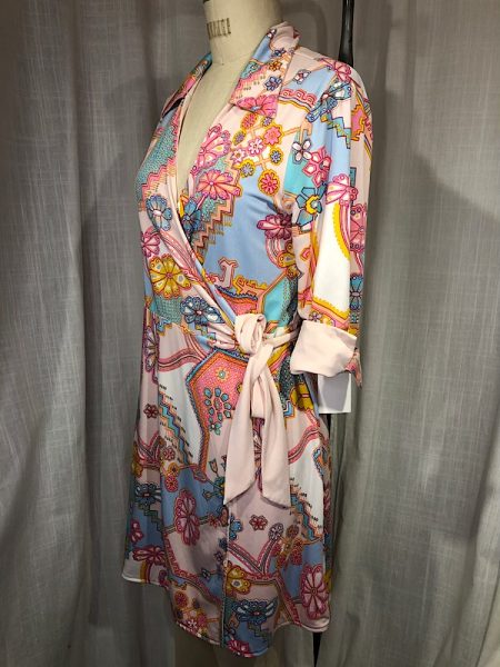 la boudoir miami vintage 70s pastel color geometric print reversible wrap dress (2)