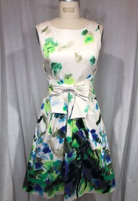 la boudoir miami vintage inspired 60s kate spade beige and green print dress with bow (2)