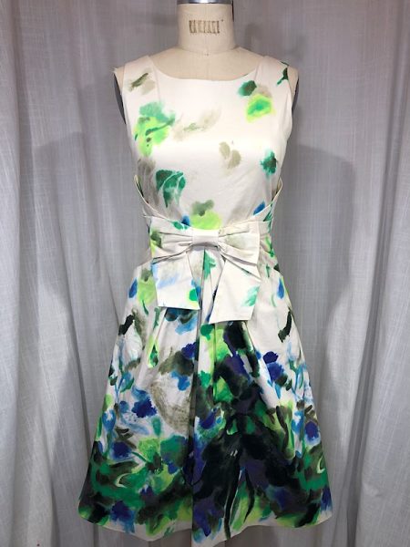 la boudoir miami vintage inspired 60s kate spade beige and green print dress with bow (2)