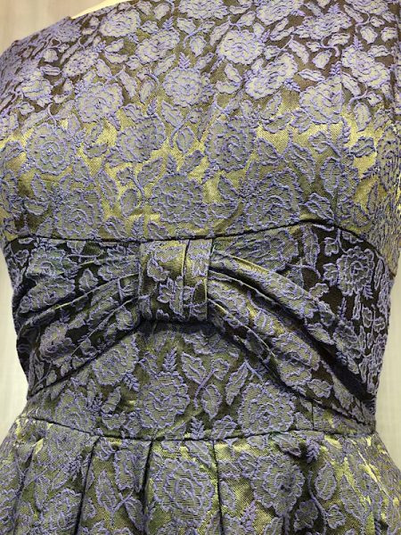 la boudoir miami vintage 50s purple floral brocade green iridescent dress with bow (2)