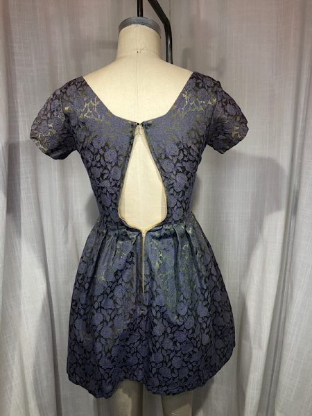 la boudoir miami vintage 50s purple floral brocade green iridescent dress with bow (2)