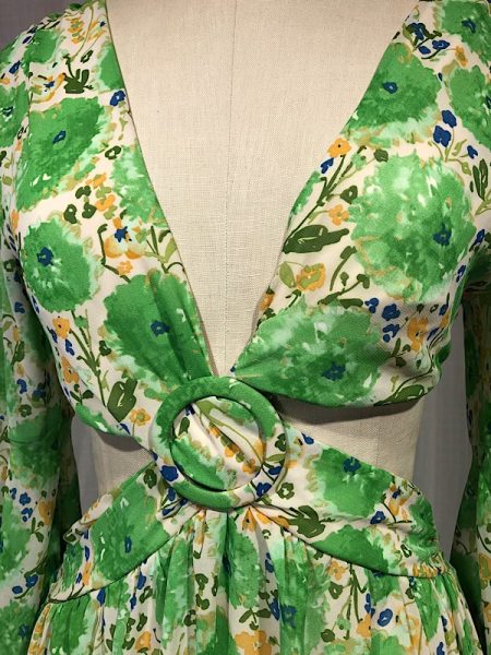la boudoir miami vintage inspired 70s green floral print cut out maxi dress (1)