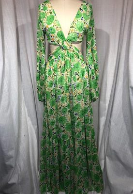 la boudoir miami vintage inspired 70s green floral print cut out maxi dress (1)