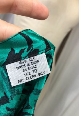 la boudoir miami vintage 80s green and black swirl print damask silk skirt (2)