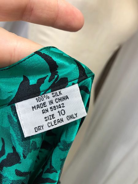 la boudoir miami vintage 80s green and black swirl print damask silk skirt (2)