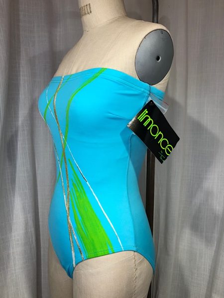 la boudoir miami vintage 80s blue and green one piece swim suit nwt (2)