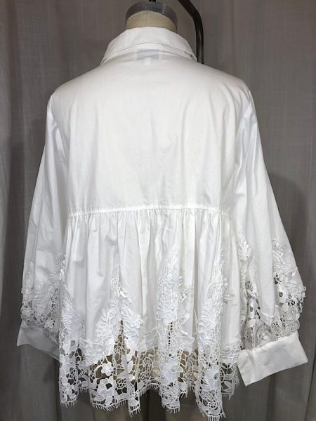 la boudoir miami vintage inspired white button down peplum blouse with lace trim (1)