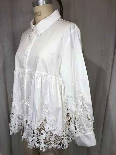 la boudoir miami vintage inspired white button down peplum blouse with lace trim (1)