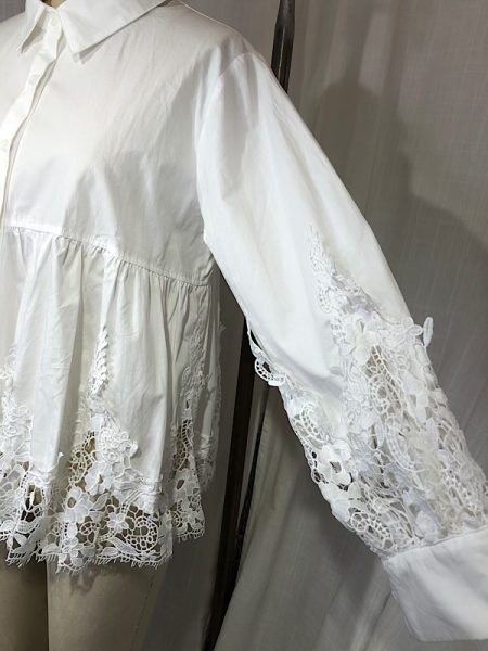 la boudoir miami vintage inspired white button down peplum blouse with lace trim (1)