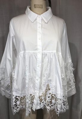 la boudoir miami vintage inspired white button down peplum blouse with lace trim (1)