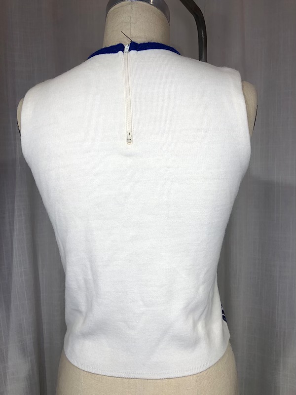 la boudoir miami vintage 60s blue and white floral print knit blouse (4)