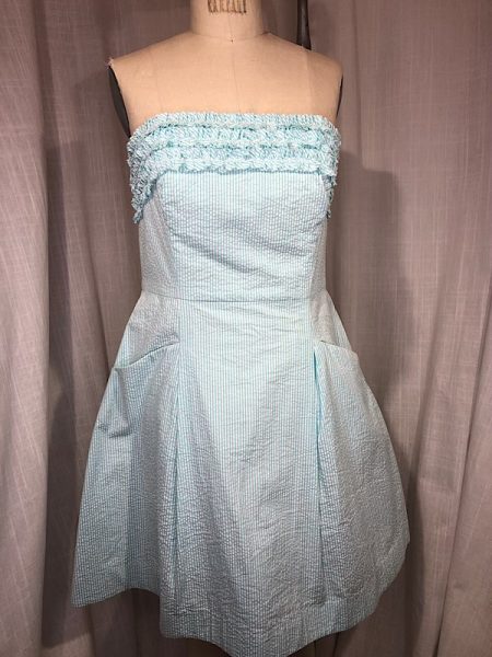 la boudoir miami vintage inspired 50s blue and white stripe seersucker ruffle lily pulitzer dress (3)