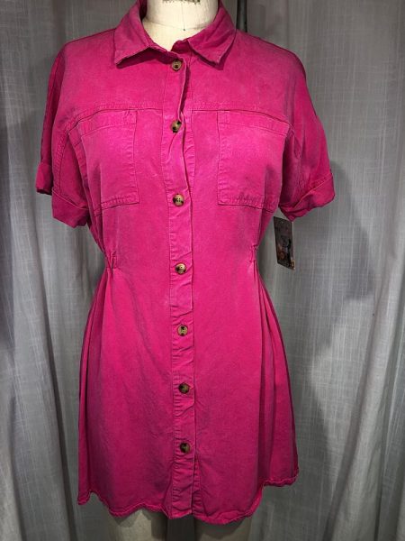 la boudoir miami vintage 80s hot pink brushed tunic blouse (2)