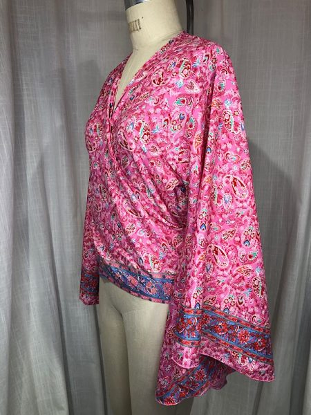 la boudoir miami pink paisley print wrap blouse with kimono sleeves (5)