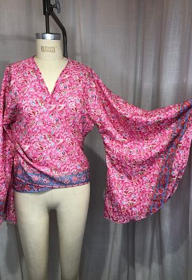 la boudoir miami pink paisley print wrap blouse with kimono sleeves (5)