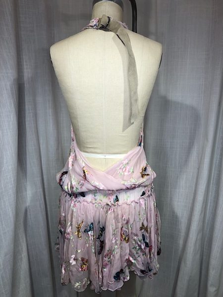 la boudoir miami y2k 90s pink butterfly print halter mini dress (1)