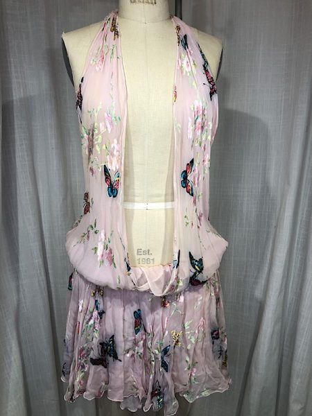 la boudoir miami y2k 90s pink butterfly print halter mini dress (1)