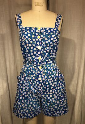 la boudoir miami vintage 60s blue daisy print short romper (2)