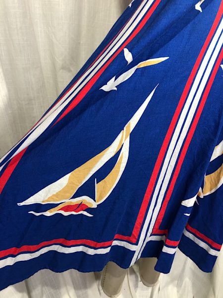 la boudoir miami 70s blue sailboat print summer dress (2)