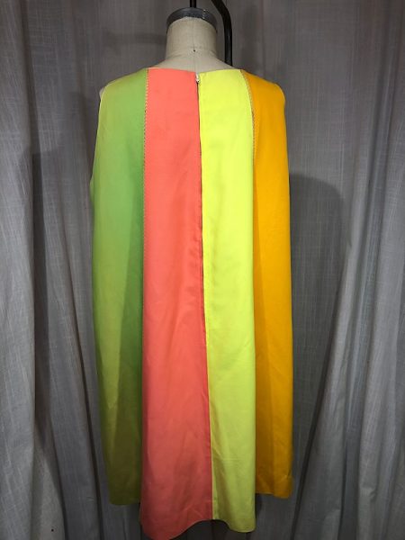 Vintage 60s Neon Block Trapeze Dress - Image 8