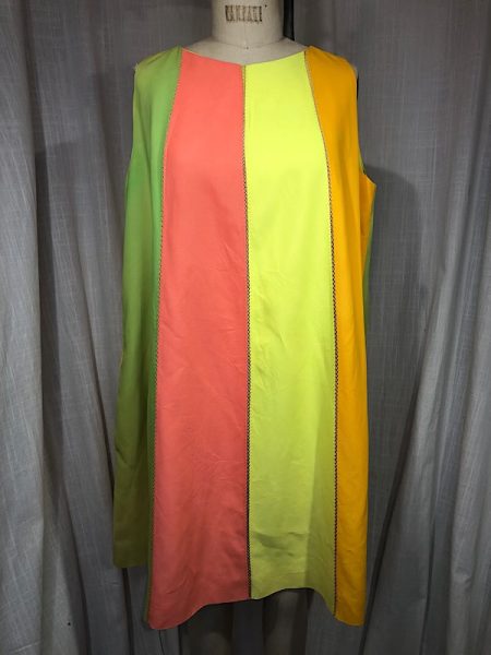 Vintage 60s Neon Block Trapeze Dress