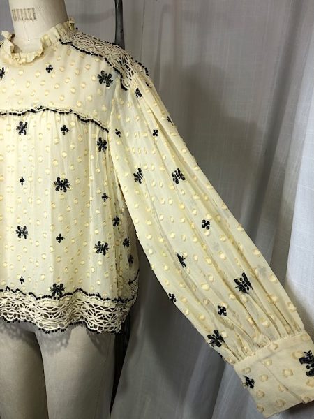 la boudoir miami vintage inspired 70s beige and black embroidered long sleeve peasant blouse (2)
