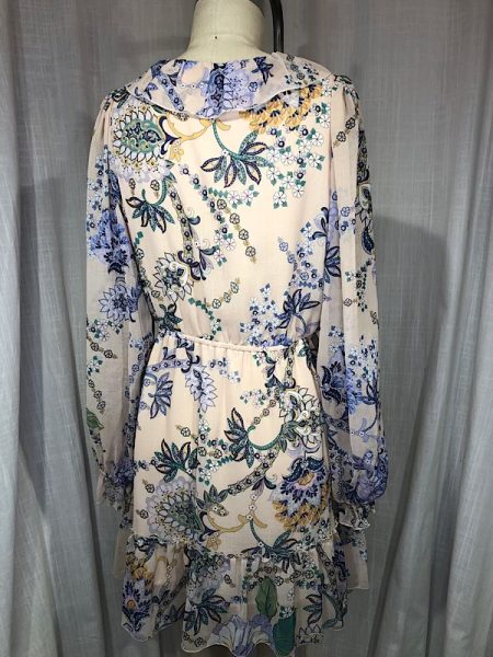 la boudoir miami vintage inspired 70s beige and blue floral print peasant dress (2)