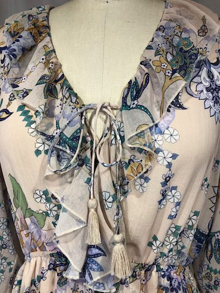 la boudoir miami vintage inspired 70s beige and blue floral print peasant dress (2)