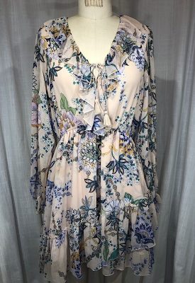 la boudoir miami vintage inspired 70s beige and blue floral print peasant dress (2)