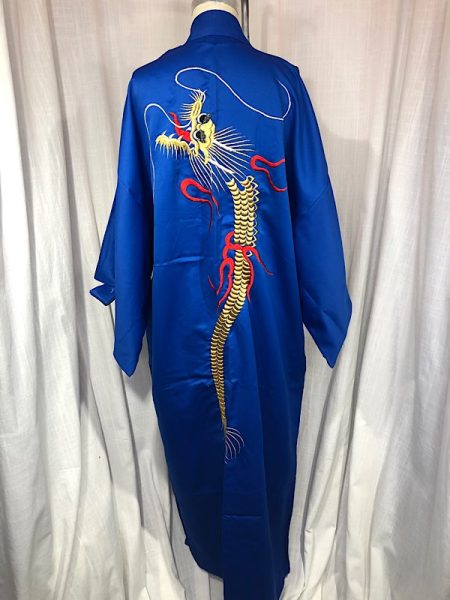 la boudoir miami vintage 80s blue dragon embroidered long kimono nwt (2)