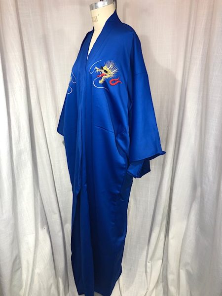 la boudoir miami vintage 80s blue dragon embroidered long kimono nwt (2)