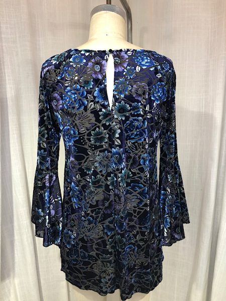 la boudoir miami vintage 90s blue penne velvet stretch tunic blouse (2)