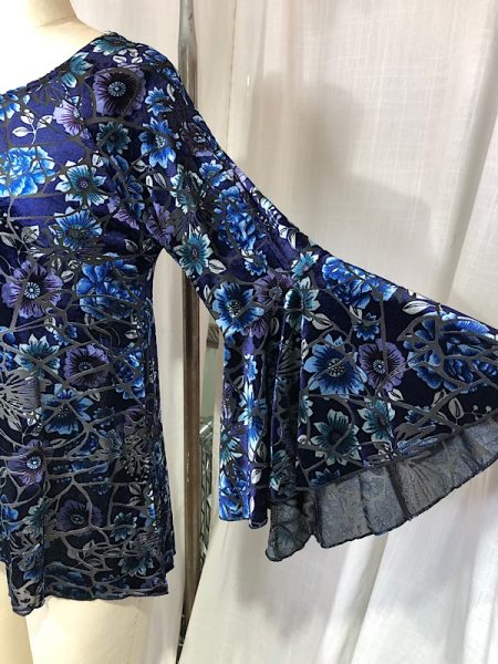 la boudoir miami vintage 90s blue penne velvet stretch tunic blouse (2)