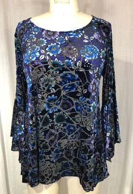 la boudoir miami vintage 90s blue penne velvet stretch tunic blouse (2)