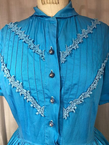 la boudoir miami vintage 70s blue square dance shirt dress (2)