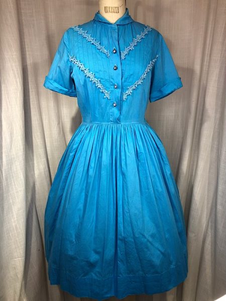 la boudoir miami vintage 70s blue square dance shirt dress (2)