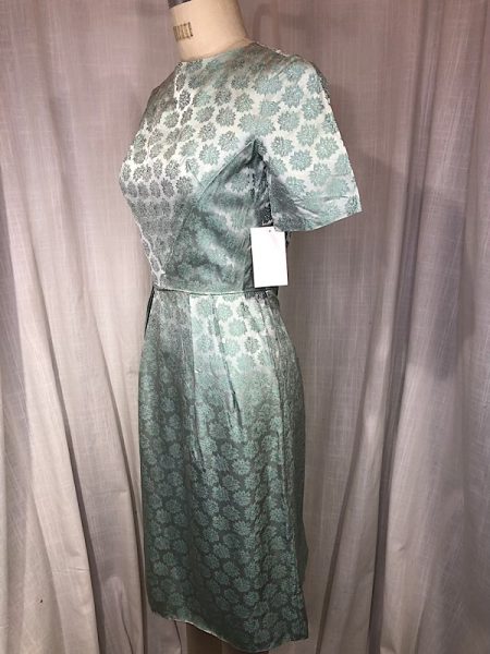 la boudoir miami vintage 60s mint green brocade wiggle dress