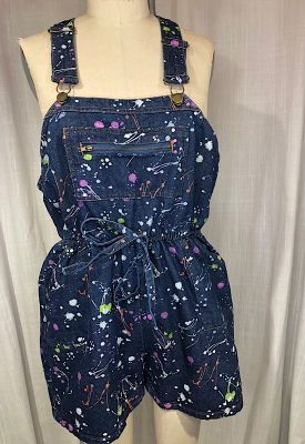 la boudoir miami vintage 90s dark denim paint splattered overalls (2)