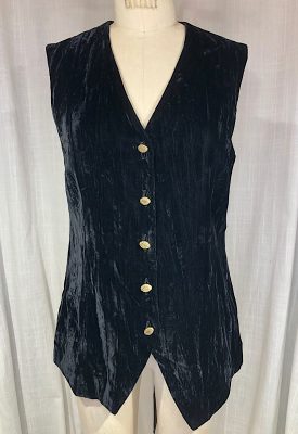 la boudoir miami vintage 90s crushed black velvet vest with gold ornate buttons (5)