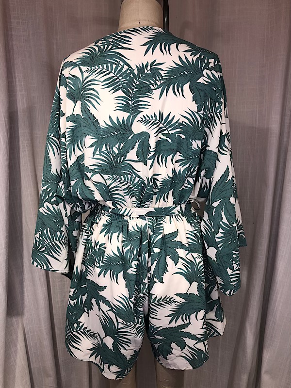 la boudoir miami vintage inspired palm frond print short romper with kimono sleeves (2)