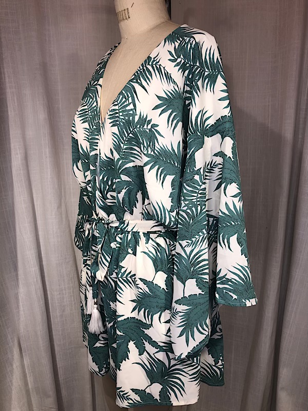 la boudoir miami vintage inspired palm frond print short romper with kimono sleeves (2)
