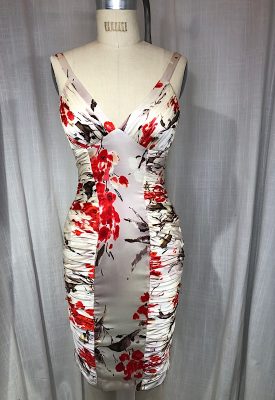 la boudoir miami vintage y2k off white and red floral print pleated wiggle dress adriana papel (2)