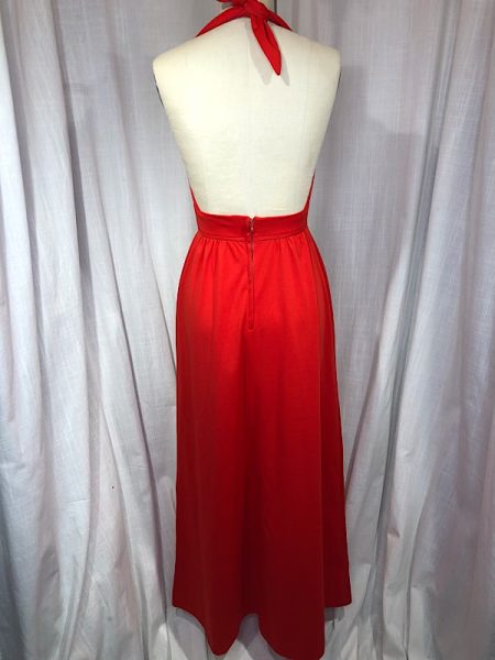 la boudoir miami vintage 70s red halter maxi dress (2)